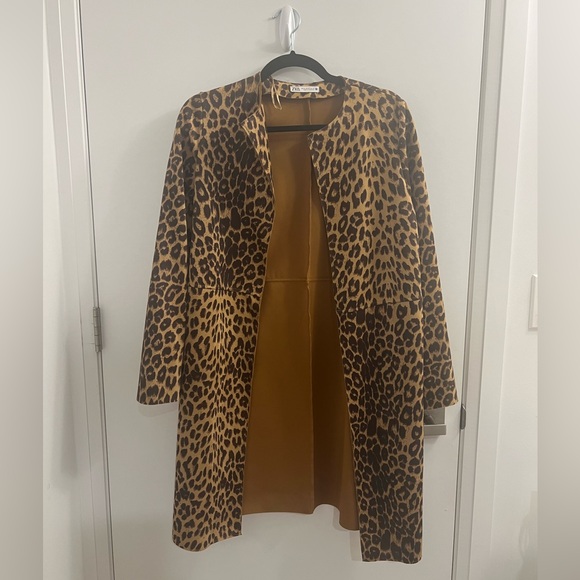 Zara Leopard Print Long Cloak Jacket, Excellent Condition - Picture 1 of 3